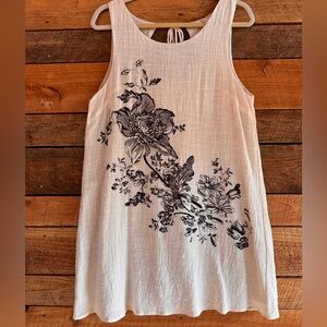 Entro Cream Dress with Black Art Size M EUC